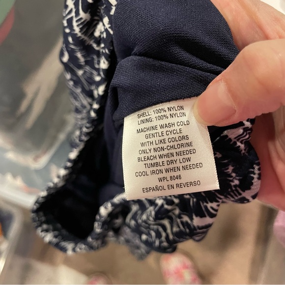 Cute navy white multiprint ruffle boho maxi elastic waist pull on skirt flowy - Picture 5 of 10